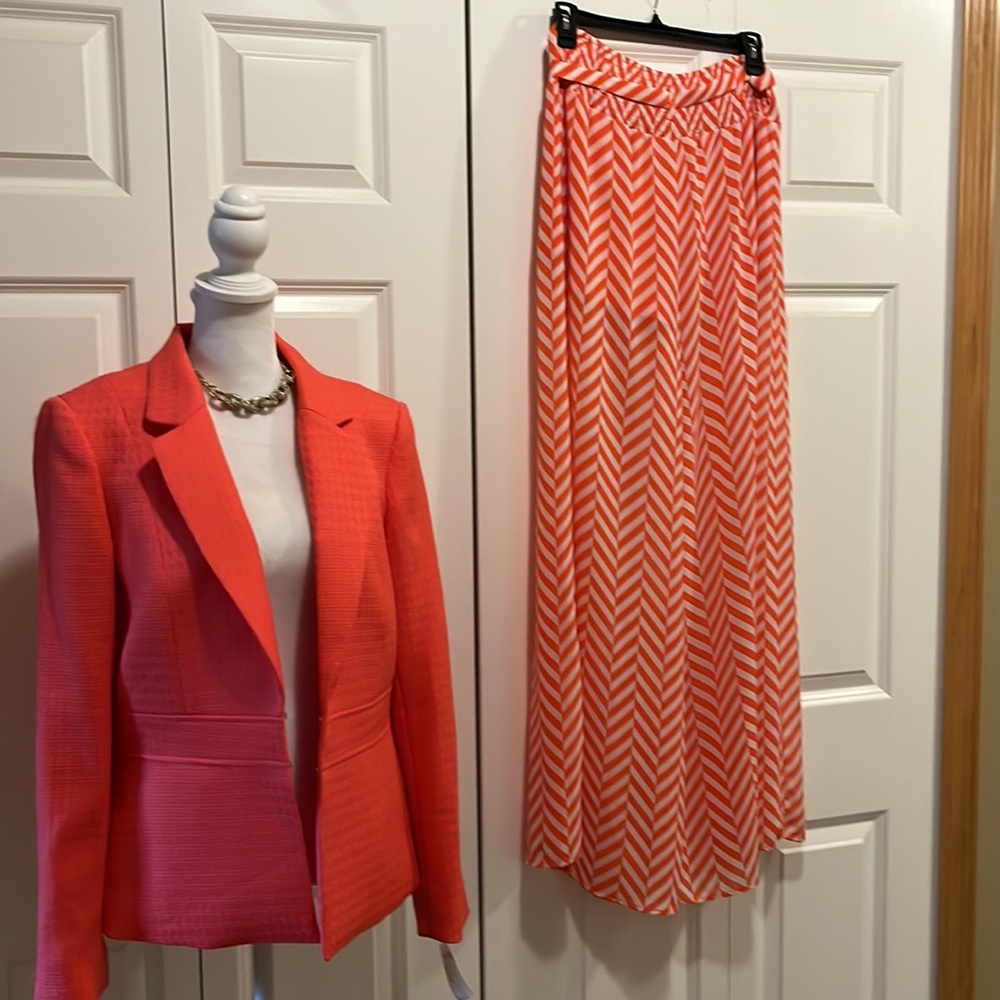 Soulmates wide leg coral and white pants - Picture 3 of 5